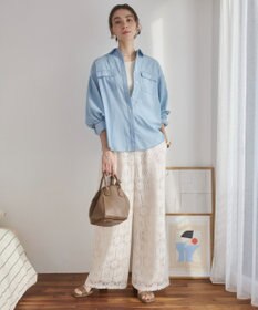 WEGO 【ANGIE VINTAGE】シアーデニムレギュラーカラーシャツ