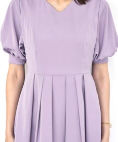 Tiaclasse L 【洗える】パフスリーブワンピース