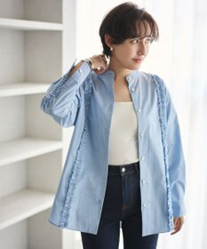 #Newans 【洗濯機可能/シワになりにくい】パネルフリルシャツ