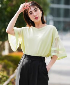 ANY SIS L ゆるVネックチュールフリル袖 プルオーバー