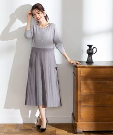 Tiaclasse L 【洗える】1枚で着映えするプリーツニットワンピース