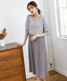 Tiaclasse L 【洗える】1枚で着映えするプリーツニットワンピース