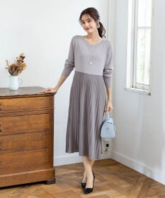 Tiaclasse L 【洗える】1枚で着映えするプリーツニットワンピース