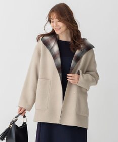 自由区 【リバーシブル】ウールリバー フード付きショートコート