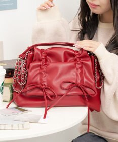 WEGO ギャザーリボンフラップバッグ