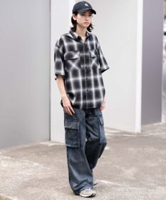 WEGO ローライズバギーフレアデニムカーゴパンツ