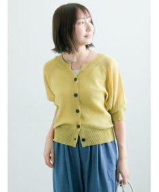 Te chichi 【2WAY/マシンウォッシャブル】ペーパータッチハーフスリーブニット