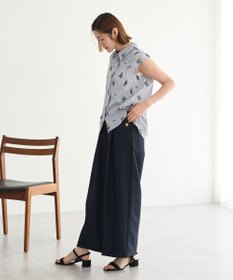 YECCA VECCA ストライプ柄フラワー刺繍シャツ