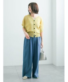 Te chichi 【2WAY/マシンウォッシャブル】ペーパータッチハーフスリーブニット