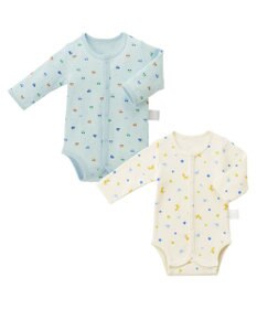 MIKI HOUSE HOT BISCUITS 【70-60cm】 長袖ボディシャツ２枚セット(前開き仕様)