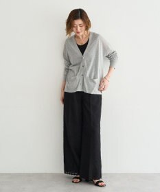 YECCA VECCA ハイゲージミドル丈Vネックカーディガン