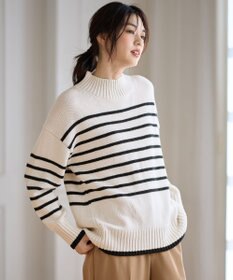 ANY L ラムウールボトルネックプルオーバー