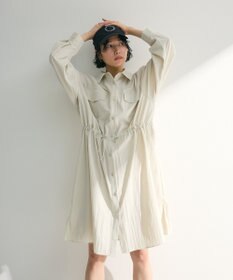 Green Parks ミディ丈ミリタリーシャツワンピース