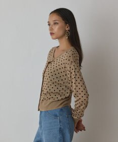 GRACE CONTINENTAL ドットフロッキーニットカーディガン