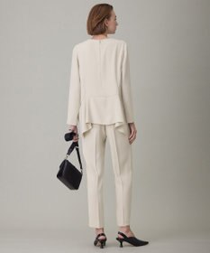 ICB 【洗える】ライトダブルクロス ペプラムブラウス