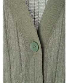 Green Parks 推しニット　リブ編みミドル丈カーディガン