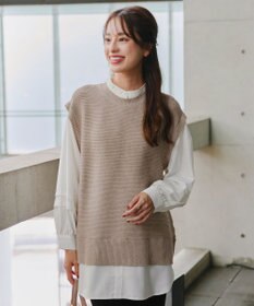 Tiaclasse L 【新色追加・2way・洗える】シャツドッキングニットベスト