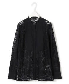 ICB 【洗える】タイルパターンレース バンドカラーシャツ