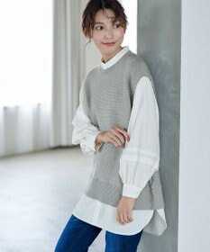 Tiaclasse L 【新色追加・2way・洗える】シャツドッキングニットベスト