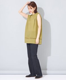 SHARE PARK LADIES 【洗える】ウォッシャブルリネン　ノースリブラウス