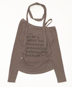 WEGO チョーカー付きボーダーロゴトップ