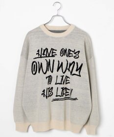 WEGO ハンドライティングジャガードニット