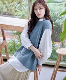 Tiaclasse L 【新色追加・2way・洗える】シャツドッキングニットベスト