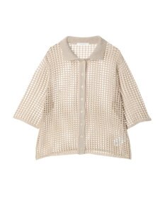 Green Parks メッシュ編み襟付きカーディガン