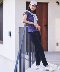 23区GOLF 【WOMEN】【吸水速乾/UVカット】アザミ小紋柄半袖ポロシャツ