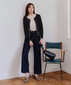 Tiaclasse L 【洗える】配色ラインカーディガン