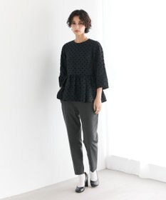 #Newans 【洗濯機可】ジャガ―ドドットペプラムブラウス