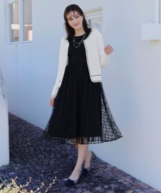 Tiaclasse L 【洗える】配色ラインカーディガン