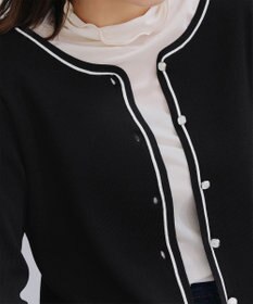 Tiaclasse L 【洗える】配色ラインカーディガン