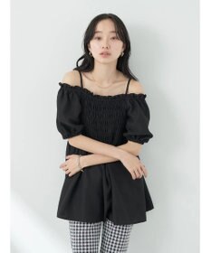 earth music&ecology ２ｗａｙショルダーシャーリングチュニック