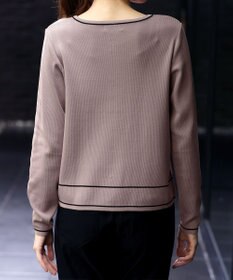 Tiaclasse L 【洗える】配色ラインカーディガン