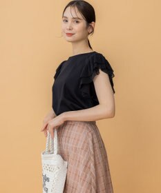 組曲 プリーツコンビフレンチスリーブ カットソー