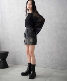 WEGO ヴィンテージウォッシュデニムカーゴミニスカート