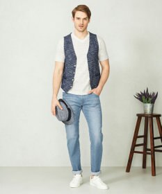 JOSEPH ABBOUD 【キングサイズ・軽い/洗える】スラブギマボーダーニットベスト