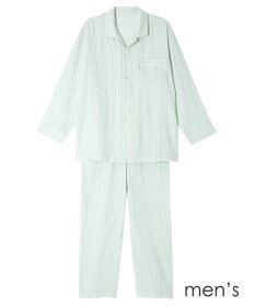 ワコール／睡眠科学 メンズ パジャマ 長袖 長ズボン 綿100%(本体) 二重ガーゼ 通気性 上下セット 前開き レディースパジャマあり(YDX570) YGX571 睡眠科学／ワコール