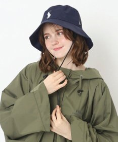MOONBAT 【WEB限定/遮光/撥水】POLO RALPH LAUREN 晴雨兼用 バケットハット ／つば遮光生地 レインハット あご紐
