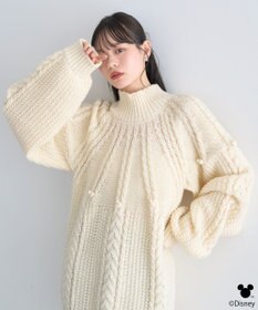 earth music&ecology 【予約】Disney/ポイントミッキーケーブルニット