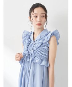 earth music&ecology ＳＥＴ２点シャーリングビスチェ×シャツワンピース