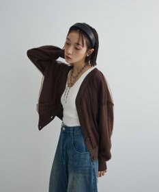 Green Parks チュールドッキングＶネックニットカーディガン