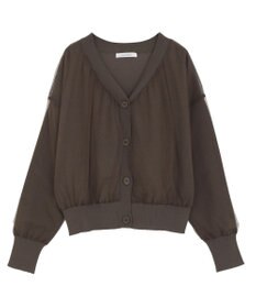 Green Parks チュールドッキングＶネックニットカーディガン