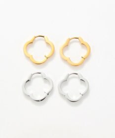 Phoebe 【金属アレルギー対応】フラワーワンタッチフープピアス　シルバー/サージカルステンレス