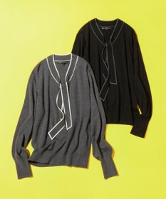 23区 L 【洗える】ウーステッドウール ボウタイ ニット