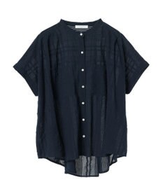 Green Parks インド綿  バンドカラーデザイン５分袖シャツ