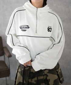 WEGO パイピングハーフジッププルパーカー