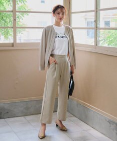 Tiaclasse L ミニチェッカー裏起毛・ストレートパンツ