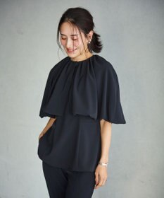 #Newans ＜亀恭子さんコラボ＞取り外し可能ケープ付きペプラムブラウス